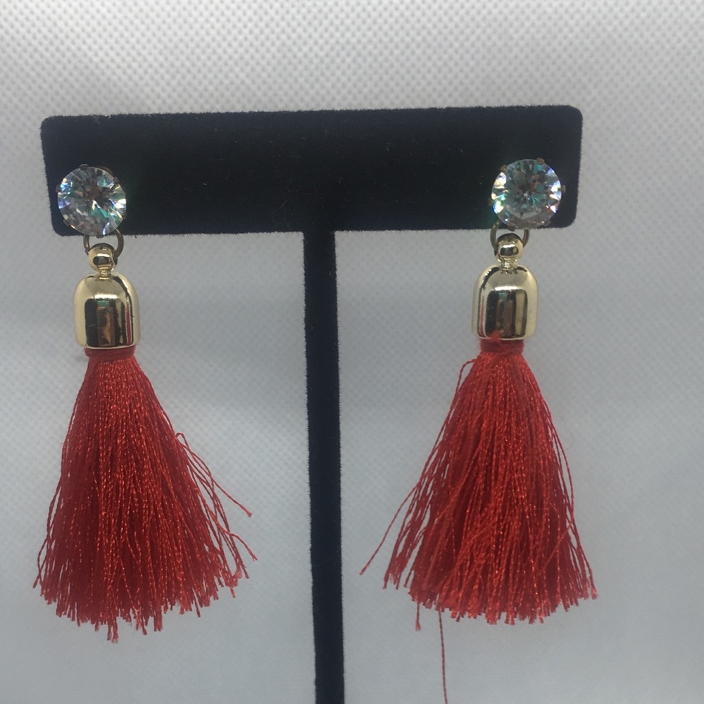 4 for $12: Red Tassel Earrings